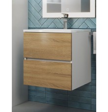 Тумба под раковину 50 см, Uperwood Barsa, белая/дуб сонома
