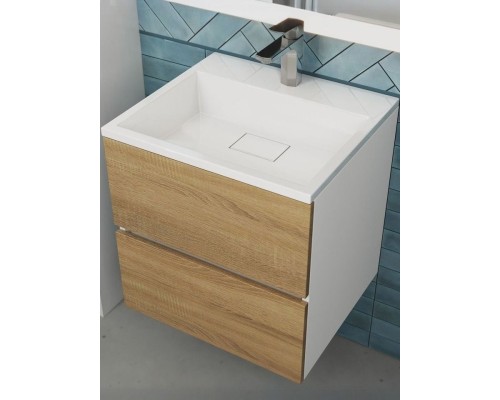 Тумба под раковину 50 см, Uperwood Barsa, белая/дуб сонома