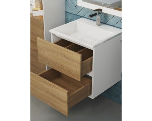 Тумба под раковину 50 см, Uperwood Barsa, белая/дуб сонома