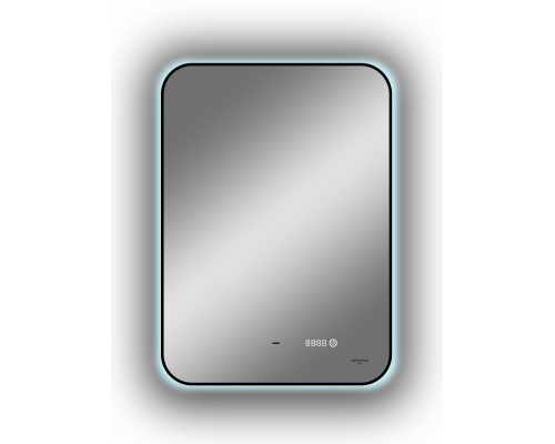 Зеркало Reflection Black View с подсветкой, бесконтактным сенсором, часами 50х70