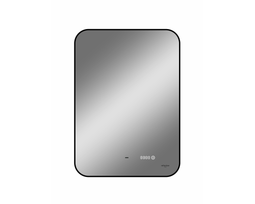 Зеркало Reflection Black View с подсветкой, бесконтактным сенсором, часами 50х70