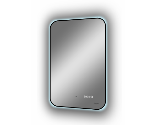 Зеркало Reflection Black View с подсветкой, бесконтактным сенсором, часами 50х70