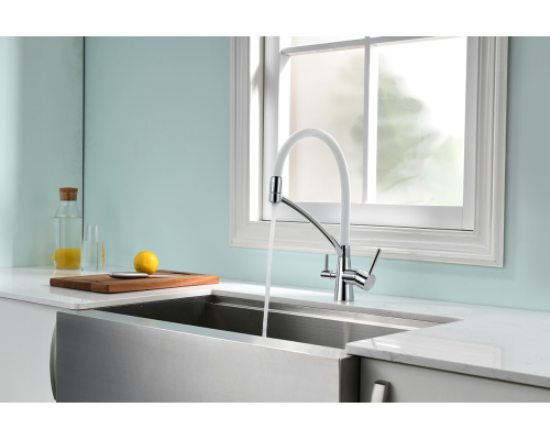 Смеситель для кухни Paulmark Siegen Si213111-CRw Хром Белый