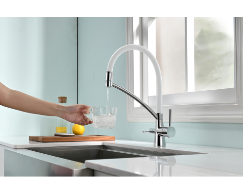 Смеситель для кухни Paulmark Siegen Si213111-CRw Хром Белый