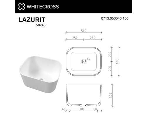 Раковина накладная Whitecross Lazurit белый глянец