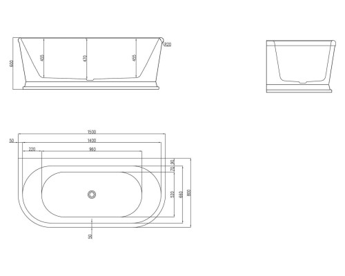 Акриловая ванна BelBagno BB408-1500-800 150х80 без гидромассажа