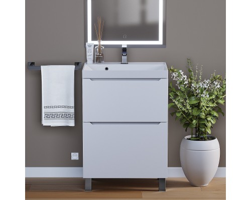 Тумба под раковину 60 см, Uperwood Tanos, напольная, белая, 2 ящика
