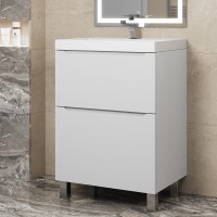 Тумба под раковину 60 см, Uperwood Tanos, напольная, белая, 2 ящика