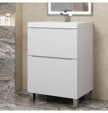 Тумба под раковину 60 см, Uperwood Tanos, напольная, белая, 2 ящика