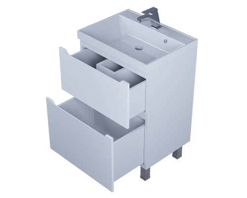 Тумба под раковину 60 см, Uperwood Tanos, напольная, белая, 2 ящика