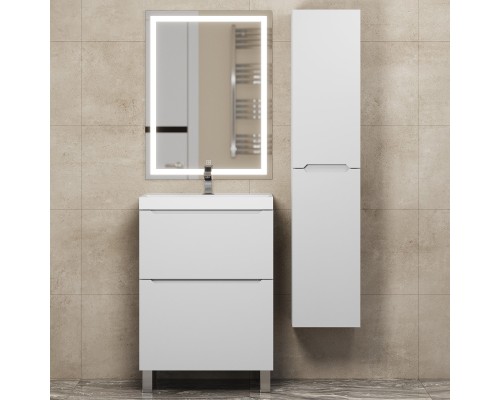Тумба под раковину 60 см, Uperwood Tanos, напольная, белая, 2 ящика