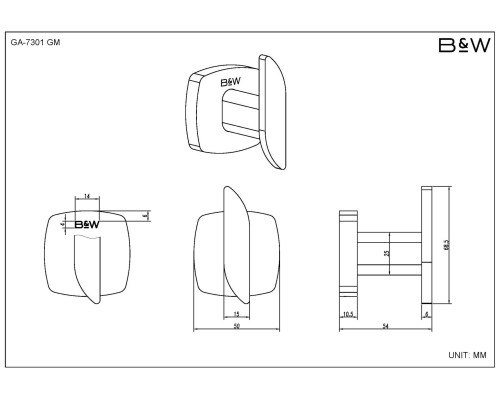 Набор аксессуаров Black&White Gravity, GA-7820GM, для ванной комнаты, gun metal