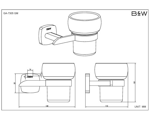 Набор аксессуаров Black&White Gravity, GA-7810GM, для ванной комнаты, gun metal