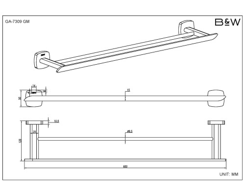 Набор аксессуаров Black&White Gravity, GA-7810GM, для ванной комнаты, gun metal