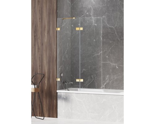 Шторка для ванны NEW TRENDY AVEXA GOLD SHINE 130x150 L золото