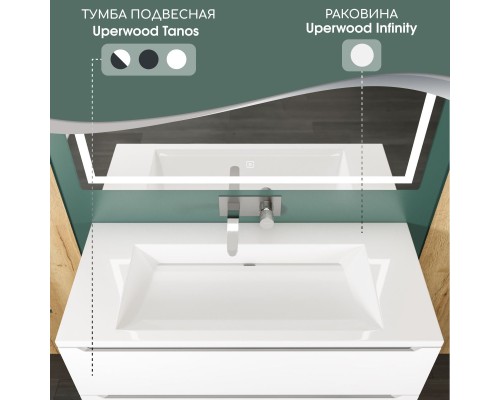 Раковина для ванной 100 см, Uperwood Infinity, белая глянцевая