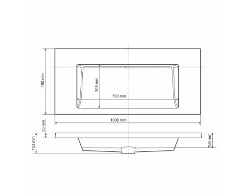Раковина для ванной 100 см, Uperwood Infinity, белая глянцевая