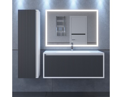 Тумба с раковиной 100 см, Uperwood Next Premium, белая/графит, 1 ящик