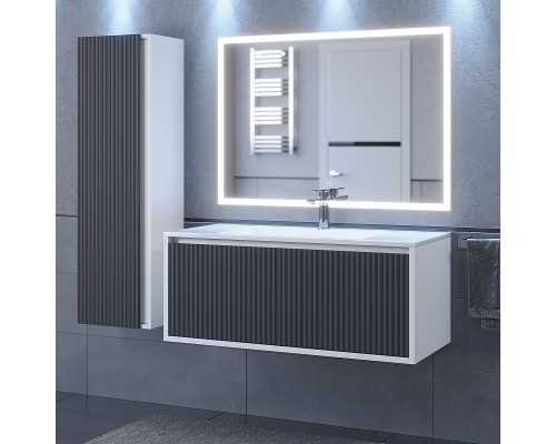 Тумба с раковиной 100 см, Uperwood Next Premium, белая/графит, 1 ящик