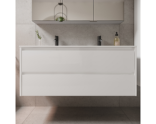 Тумба под раковину SANCOS Libra 1190х450х500 2W, c двумя ящиками, белый глянец Тумба под раковину SANCOS Libra 1190х450х500 2W, c двумя ящиками, белый глянец