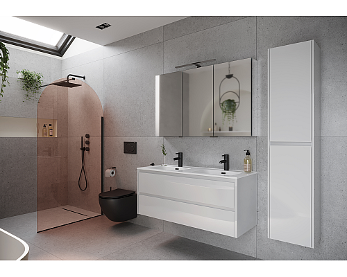 Тумба под раковину SANCOS Libra 1190х450х500 2W, c двумя ящиками, белый глянец Тумба под раковину SANCOS Libra 1190х450х500 2W, c двумя ящиками, белый глянец
