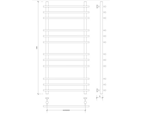 Полотенцесушитель латунный Secado Турин плюс 120х60х70, водяной, бронза