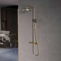 Душевая стойка Vincea Rim VSFS-2RM1BG с изливом, брашированное золото