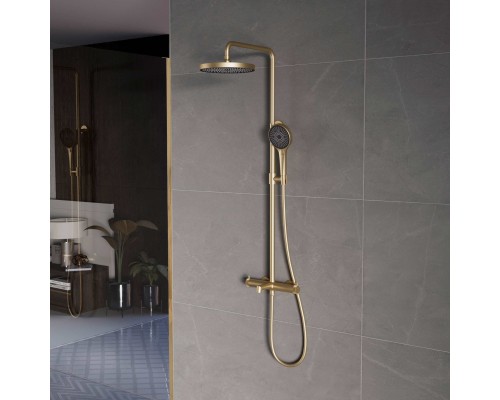 Душевая стойка Vincea Rim VSFS-2RM1BG с изливом, брашированное золото