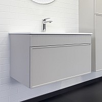 Тумба с раковиной для ванной Comforty Мадрид-80 серый шёлк Comforty 80E
