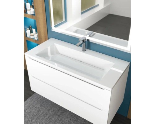 Раковина для ванной 100 см, Uperwood Olivia, с щелевым сливом, белая глянцевая