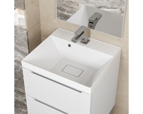 Раковина для ванной 50 см, Uperwood Classic New, белая глянцевая, с накладкой для слива