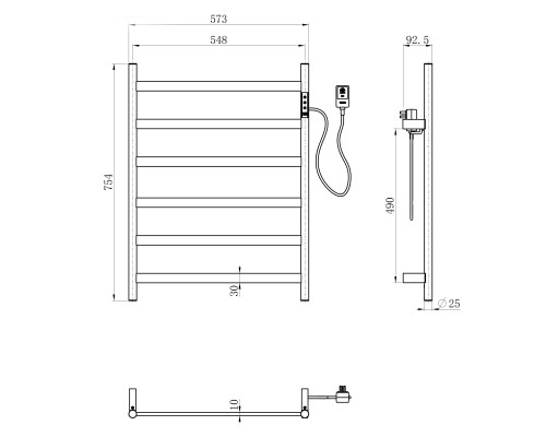 Полотенцесушитель электрический Wonzon&Woghand ESSEN, Брашированное золото WW-A405-BG