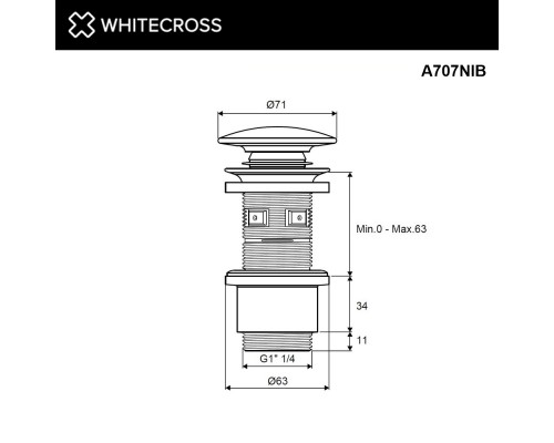 Донный клапан WHITECROSS (брашированный никель)