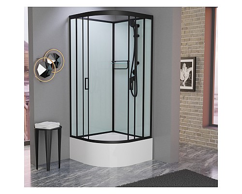 Душевая кабина Frank F400/2 М Black без крыши матовое стекло Душевая кабина Frank F400/2 М Black без крыши матовое стекло