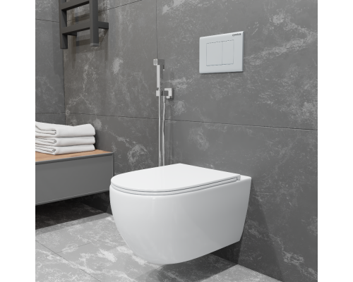 Безободковый подвесной унитаз Charus Scandenborg EWC700-125W сиденьем микролифт