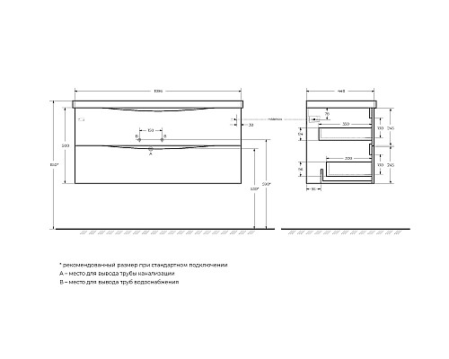 Тумба под раковину BelBagno Marino 110 MARINO-1100-2C-SO-BL-P подвесная Bianco Lucido Тумба под раковину BelBagno Marino 110 MARINO-1100-2C-SO-BL-P подвесная Bianco Lucido