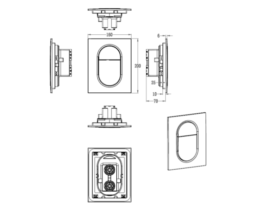 Кнопка смыва для инсталляции Wonzon&Woghand, Хром WW-IB257-CR