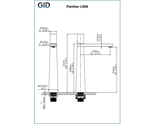 Смеситель для раковины Gid Panther L066-BM-D