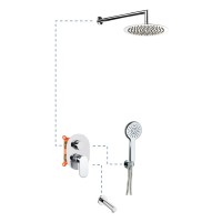 Душевая система ER316 AQG Beta, с изливом, с верхним душем и кронштейном, хром