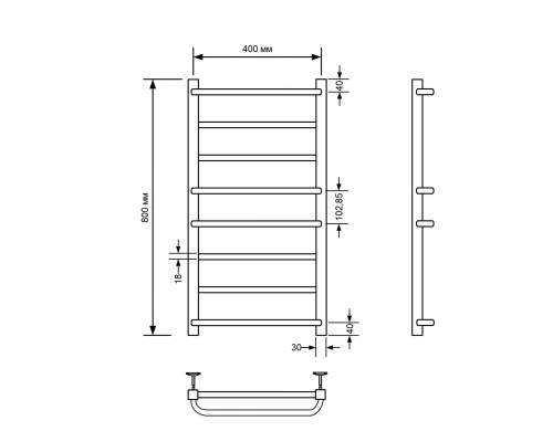 Полотенцесушитель водяной Comfysan Puro-K W-8 80/40, черный
