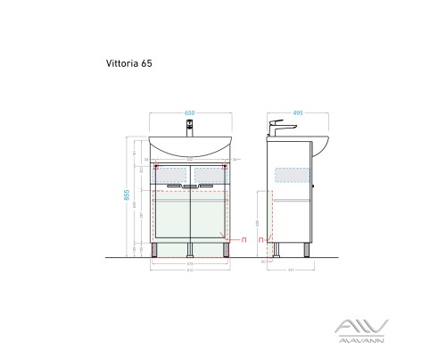 Тумба под раковину Alavann Vittoria 65 белая