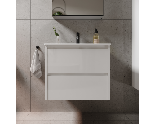 Тумба под раковину SANCOS Libra 590х450х500, c двумя ящиками, белый глянец