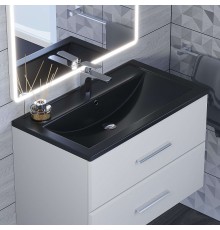 Раковина для ванной 80 см, Uperwood Foster Quartz, черная матовая, уголь