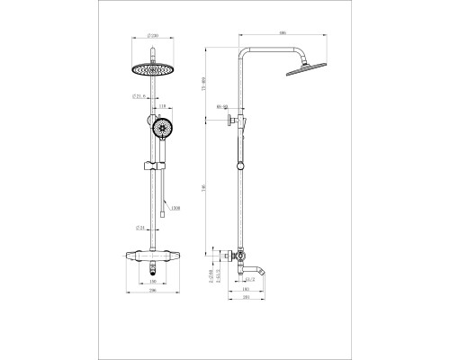 Душевая система с термостатом Wonzon&Woghand, Брашированное золото