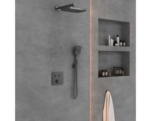 Душевой комплект Vincea VSFW-4211GM встраиваемый 2 режима вороненая сталь