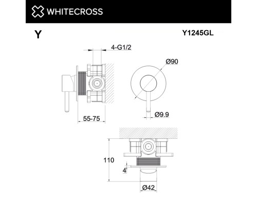 Смеситель для душа скрытого монтажа WHITECROSS Y Y1245GL золото