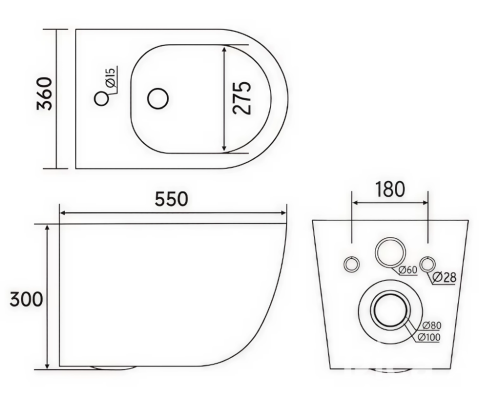Подвесное биде Charus Skandenborg BD700-143W белое