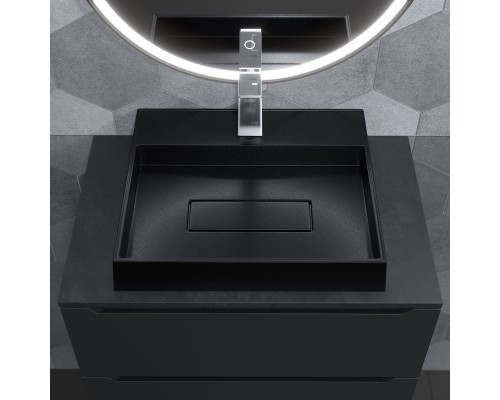 Раковина для ванной накладная 50, Uperwood Tanos Quartz, прямоугольная, черная, "космос"