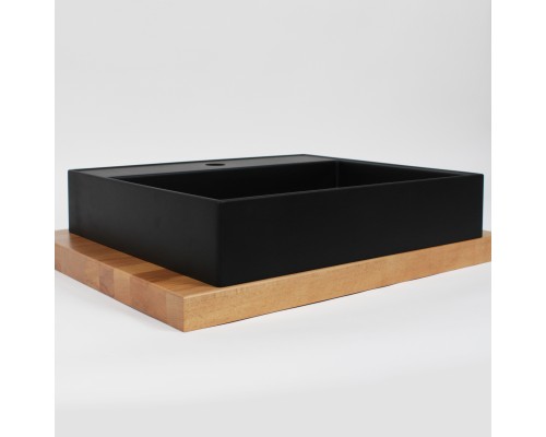 Раковина для ванной накладная 50, Uperwood Tanos Quartz, прямоугольная, черная, "космос"