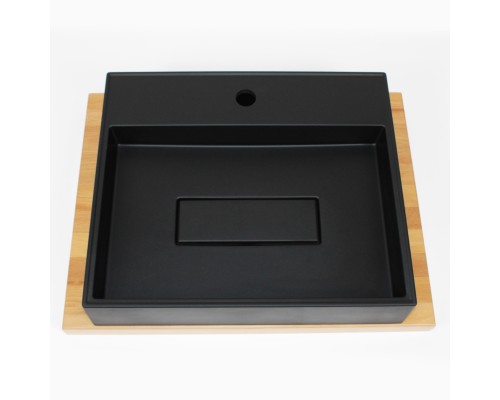 Раковина для ванной накладная 50, Uperwood Tanos Quartz, прямоугольная, черная, "космос"